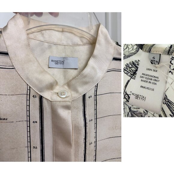 Rosetta Getty Astrology Zodiac Signs Map Print Silk Shirt Blouse Beige 2022 6 - Picture 3 of 16